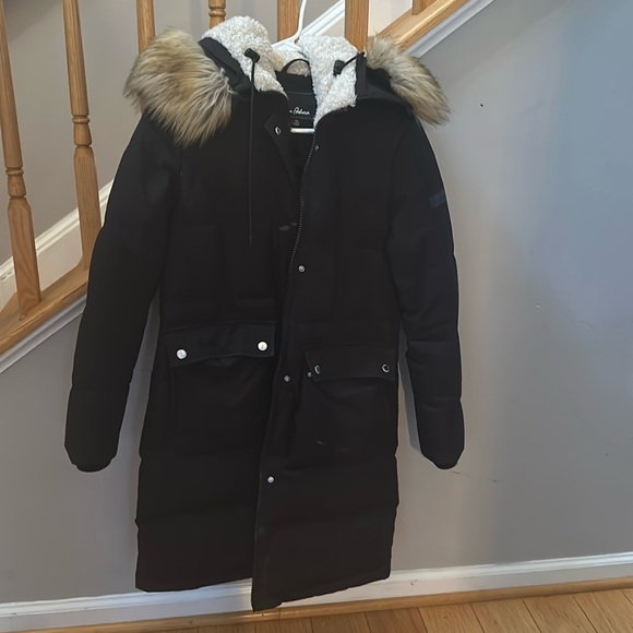Sam Edelman Fur Trim Hooded Puffer Coat - Picture 1 of 6